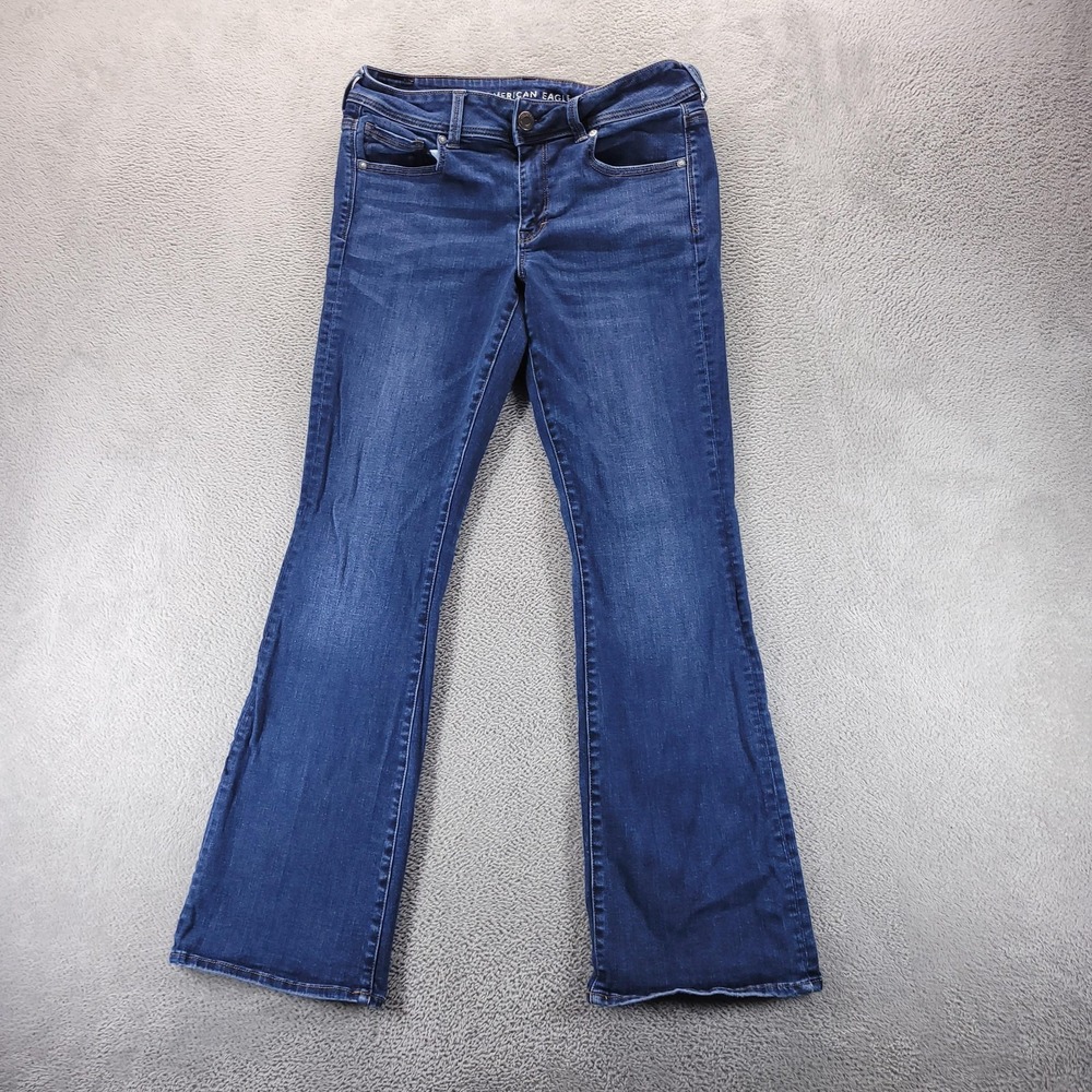 American Eagle Jeans Womens 12 Blue Kick Boot Bootcut Mid Rise Stretch Denim